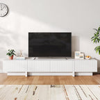 98” TV Stand for Living Room, Modern Entertainment Center with Drawers & Storage Compartments, Large TV Console Fits 55”-95” TVs, Square Top with Grooved Drawer Fronts & Stable Base,White