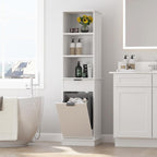 White Tilt Out Laundry Hamper Tall Bathroom Storage Cabinet Hidden Laundry Hamper Cabinet with Drawers and Baskets for Bathroom Hamper with Storage for Bedroom,16x16x59in