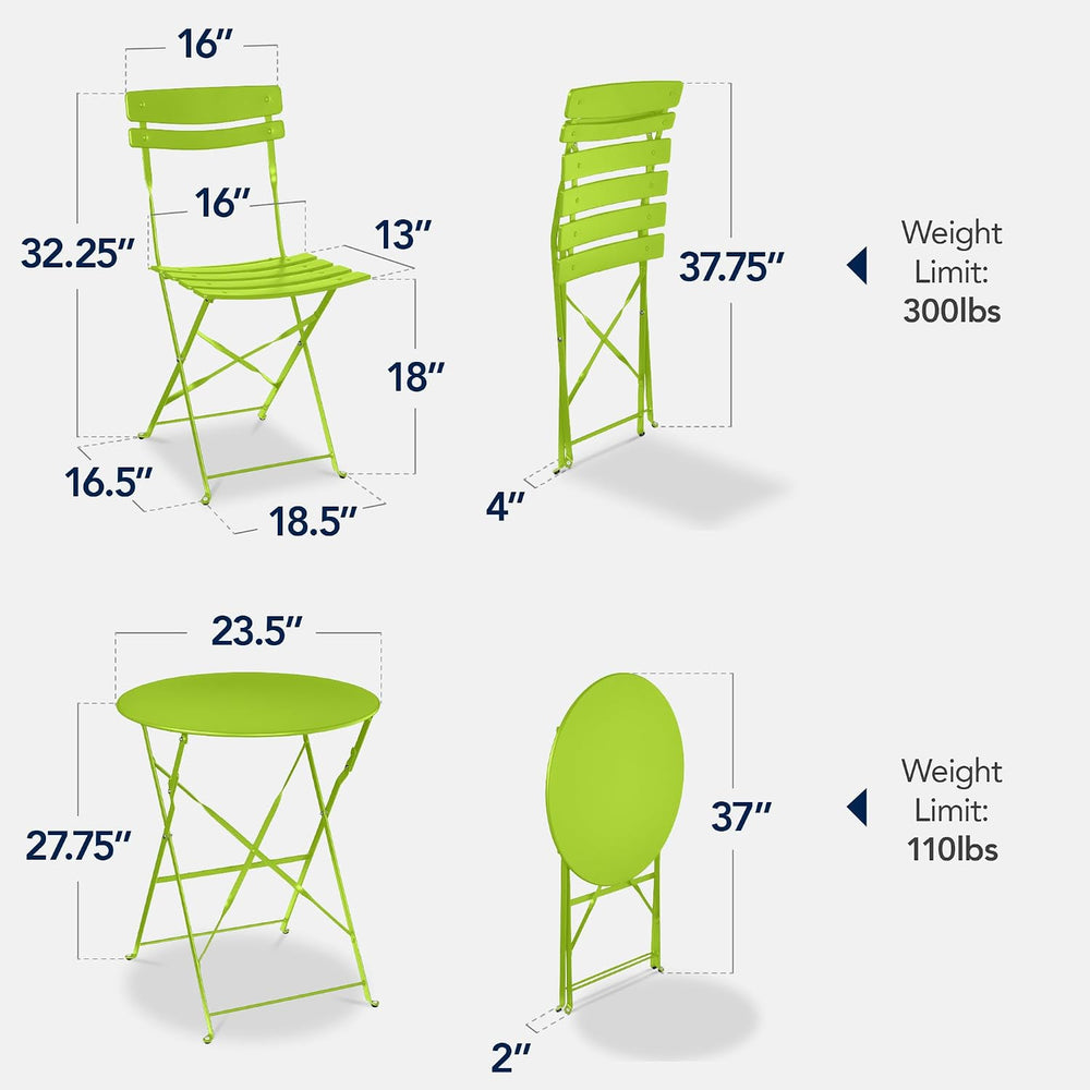 Best Choice Products 3-Piece Bistro Set, Space Saving Folding Design, Solid S...