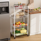 SINGAYE 4 Tier Basket Shelf Wire Shelving Unit Adjustable Storage Shelves Big Basket Rack for Garage Kitchen Office Pantry Corner 17" Dx12 Wx50 H White