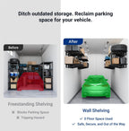FLEXIMOUNTS 2-Pack 2x6ft Garage Shelving 24-inch-by-72-inch Wall Shelf Garage Storage Rack Floating Shelves, Black, Classic Series
