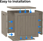 35 Gallon Outdoor Storage Box Waterproof Lockable Resin Deck Box Large, Patio Storage Bin for Pool Accessories Cushion Furniture, Garden Tools, UV-Resistant Outside Delivery Grey