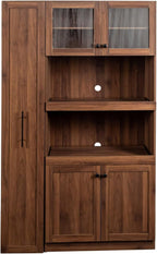 JIJIWANG 70.87" Kitchen Pantry Cabinet with Multi-Functional Pull-Out Multi-Tier Storage Shelf,Farmhouse Storage Cabinet with 4 Doors,Pantry Organizers for Kitchen,Dining Room, Walnut
