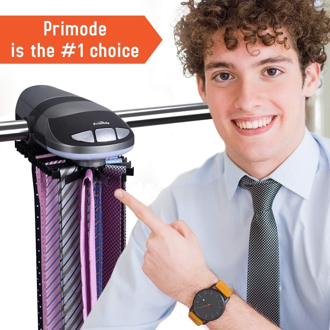 Motorized Tie Rack Stores Up to 50 Ties– Closet Organizer, Holds & Displays Up to 50 Ties Or Belts, Rotation Operates with Batteries. Great Gift Idea for Fathers Day