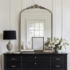 G-LEAF Vintage Baroque Mirror 24"X36", Victorian Antique Farmhouse Mantel Mirror with Black Brush Gold Ornate Metal Frame for Fireplace Entryway Living Room Hallway Bathroom