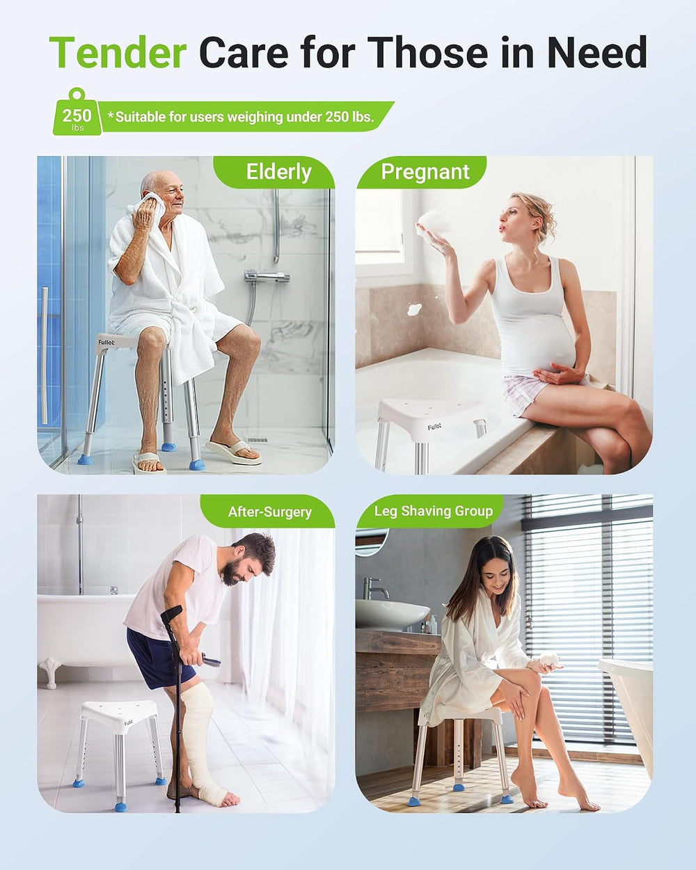 Space-Saving Triangular Shower Chair for Inside Shower, 400 lbs