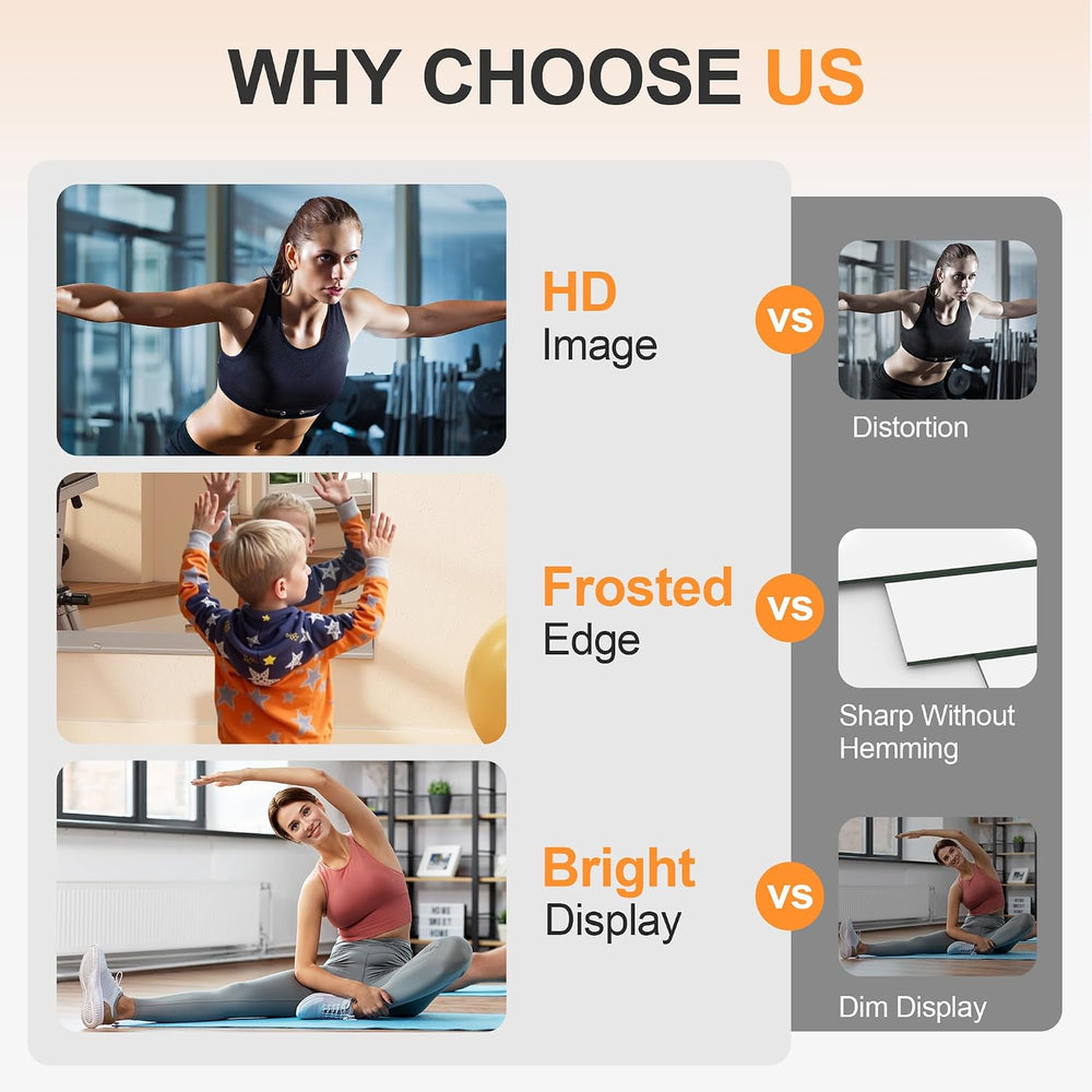 Hasipu Home Gym Mirror, 48"x24" Each, 4-Pack Frameless Wall Mounted...