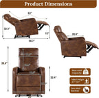 Zero Wall Power Recliner Chairs, Small Recliner for Small Spaces and Petite People Man Woman (1, Faux Leather Light Brown)
