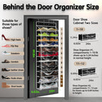 Over The Door Shoe Organizer with 12 Large Breathable Pockets - Heavy Duty Hanging Storage for Adult, Kids & Baby Shoes - Black