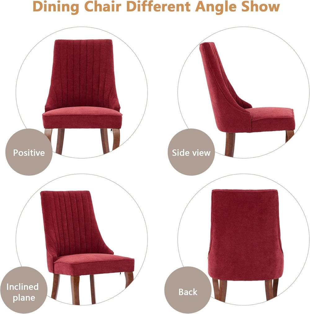 Aoowow Linen Blend Upholstered Dining Chairs Set of 2,Channel Tufted Dinner C...
