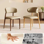 Dining Chairs Set of 4 for Kitchen Dining Table Mid Century Modern Farmhouse Upholstered Leather Dining Room Chairs with Metal Legs, Original Khaki