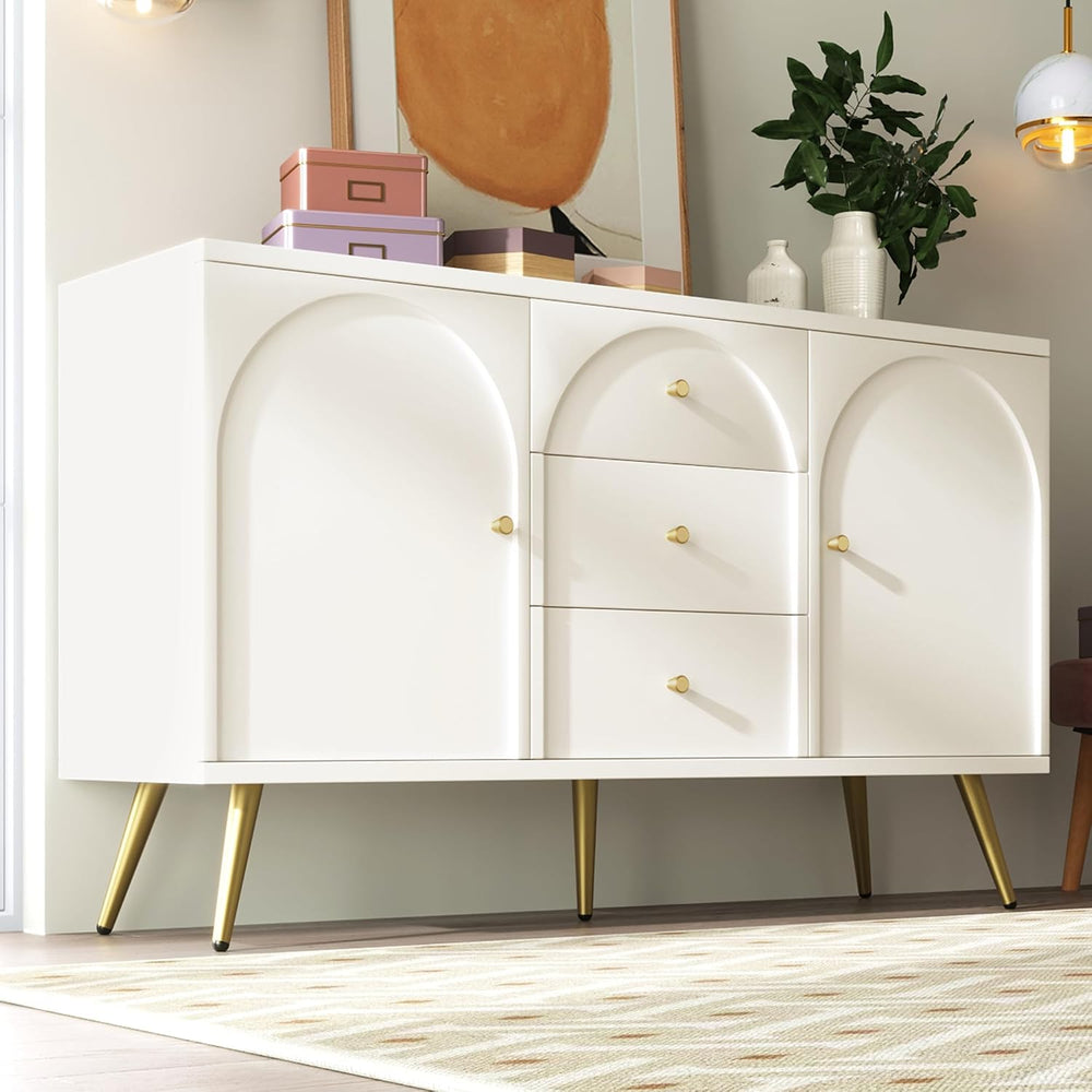 CYJZH Modern Metal Foot Two Door Dining Cabinet, Combining Wood and Metal, Si...