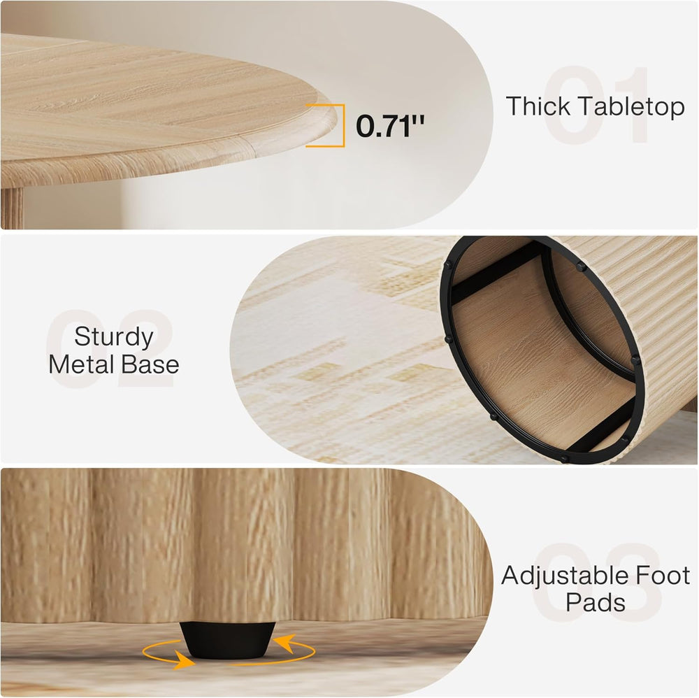 Tribesigns 47" Round Dining Table for 4, Farmhouse Kitchen Table with Me...