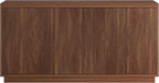 Henn&Hart Fluted TV Stand for TVs up to 55'' with 3 Swing Out Ribbed Doors and Adjustable Shelves for Living Room, Family Room, or Office, Medium Walnut