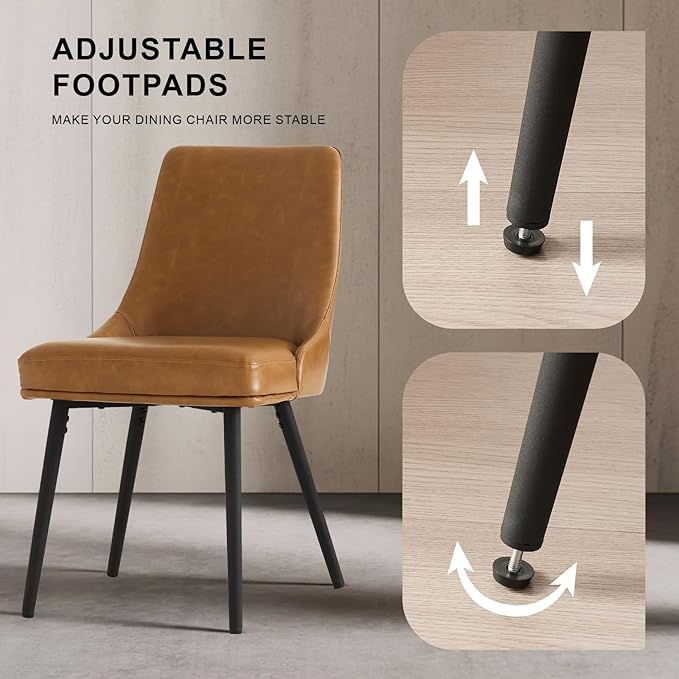 Modern Upholstered Dining Chairs Set of 2 with Thick Seat Cushion and Curved ...