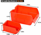 Wallmaster Wall Mounted Storage Bins, Wall Storage Bins Parts Rack 10 Bins&3 Rails Wall Mount Tool Organizer Hardware Storage Organizer (Orange)