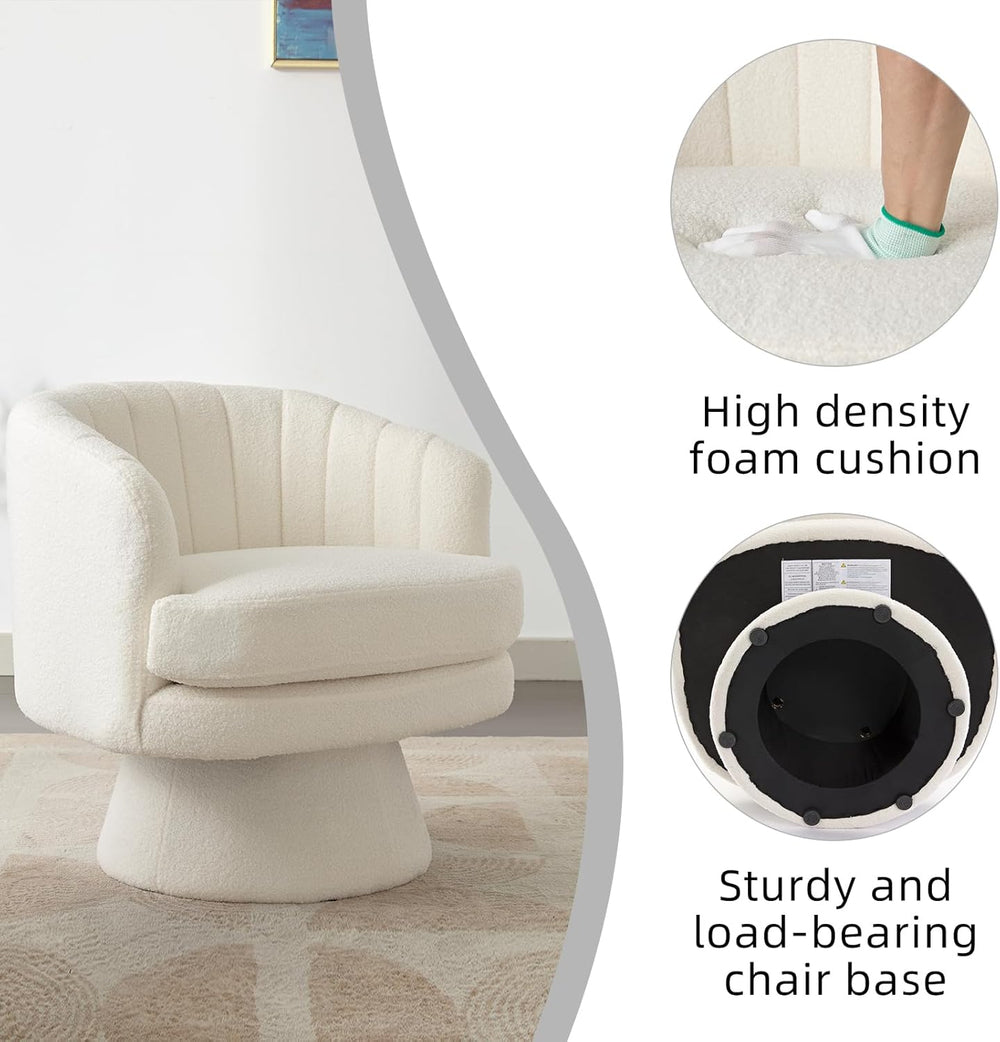CANMOV Swivel Accent Chair with Armrest, Modern 360 Degree Swivel Barrel Chai...