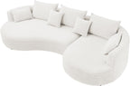 KEVINSPACE 128.15" Sofa Couch Modern Curved Cloud Round Sectional Couches Comfy with Pillows Luxury Chaise L Shape Upholstery for Living Room Apartment White Right Hand Facing