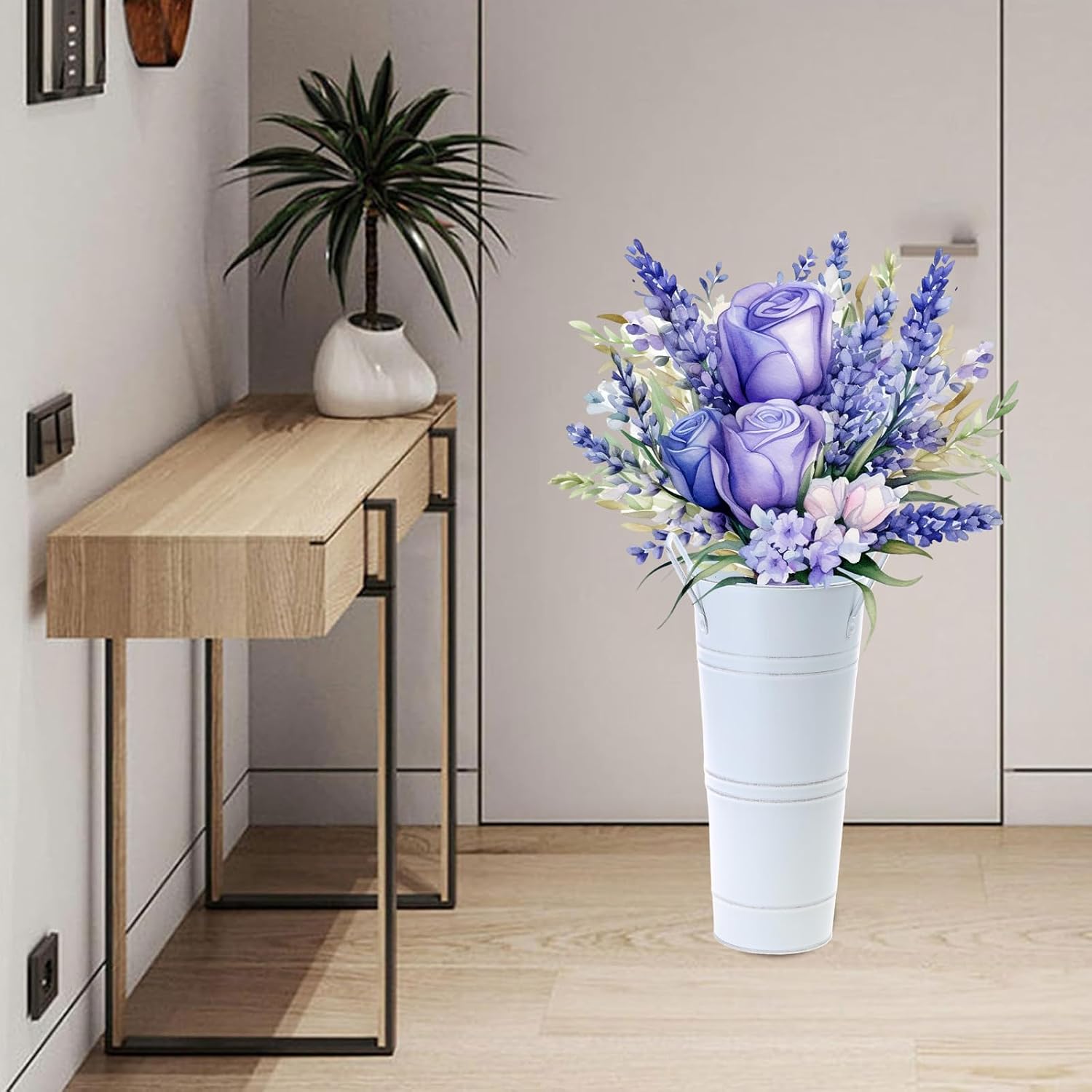 Umbrella Stand, Umbrella Holder for Entryway Metal Freestanding Umbrellas Stand Indoor Umbrellas Storage with Handle Vintage Storage Bucket Flower Arrangement for Home Decor﻿