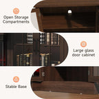 98" Farmhouse TV Stand with 36" Fireplace for Living Room,Media Entertainment Center with Adjustable Shelves and Large Storage Cabinets, TVs up to 100", Brown