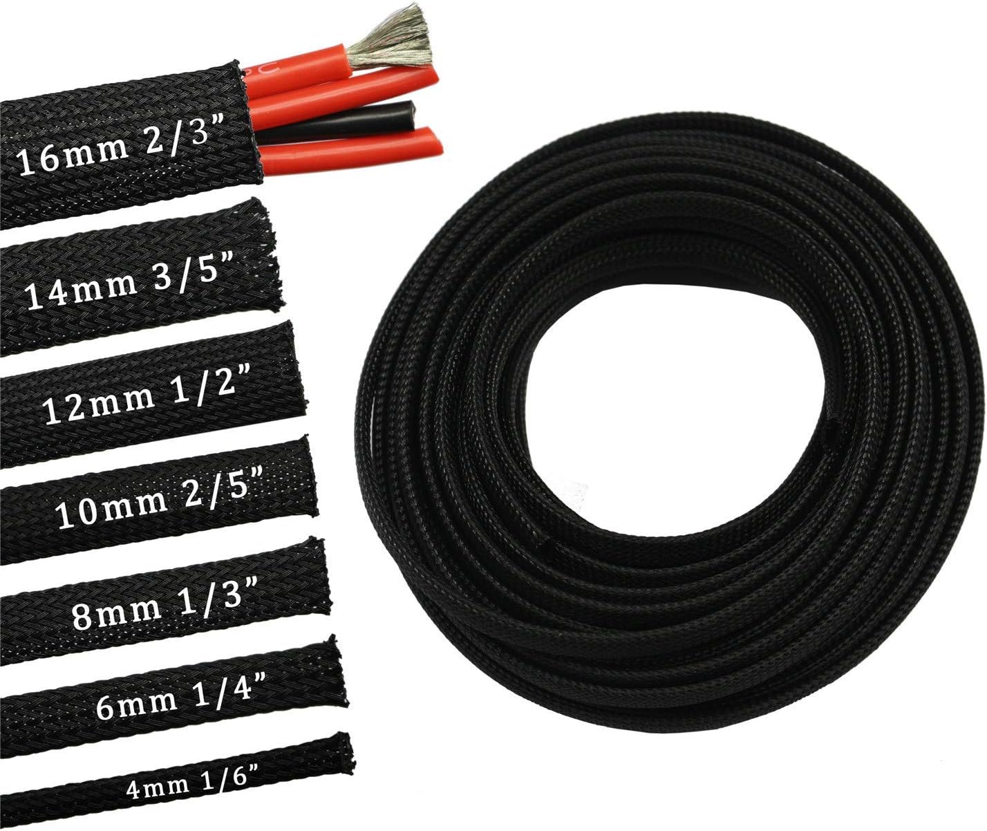 30ft PET Expandable Sleeving Wire Cable Sleeve (1/2", Black)