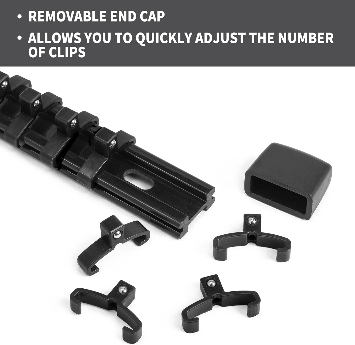 Socket Organizer Drive ABS Tools - Black Socket Holder, Premium Quality 6 Pieces Socket Holders Kit 1/4-Inch x 32 Clips, 3/8-Inch x 30 Clips, 1/2-Inch x 24 Clips（6PC,Black)