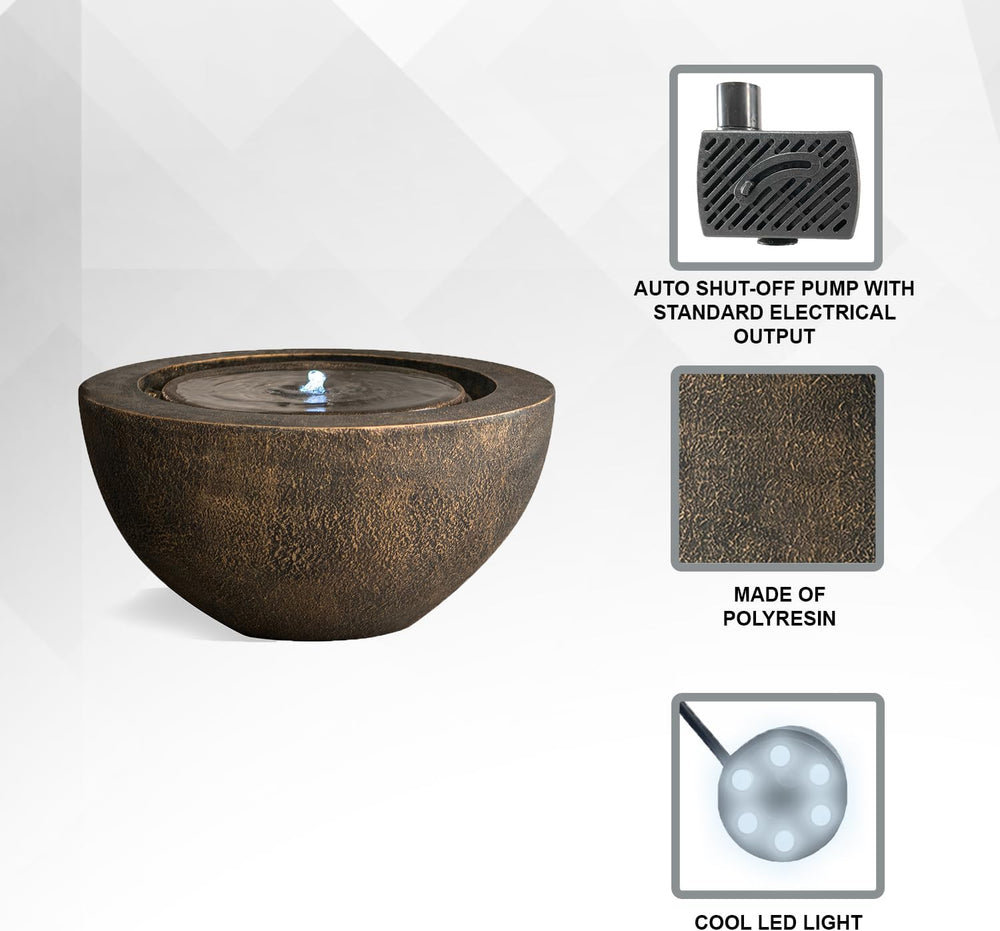 XBrand 20" Round Sphere Water Fountain with LED Light – Indoor Outdoor P...