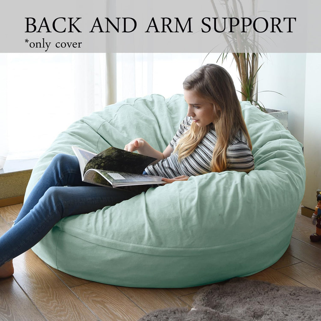 YuppieLife 4FT Replacement Bean Bag Cover, Large Sofa Cover, Light Blue | No Filler, Fill with foam/beans, 300gsm canvas, Sturdy & breathable, Wide opening, Machine washable