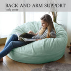 YuppieLife 4FT Replacement Bean Bag Cover, Large Sofa Cover, Light Blue | No Filler, Fill with foam/beans, 300gsm canvas, Sturdy & breathable, Wide opening, Machine washable