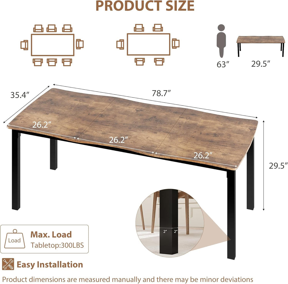 Garvee Dining Room Table for 6-8 People, 79”Dining Table, Rectangular Kitchen...