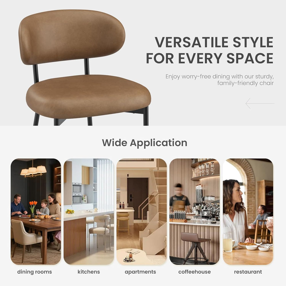 Upholstered Dining Chairs Set of 6, Modern Faux Leather Kitchen Chairs with C...