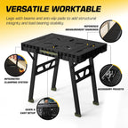 Express Folding Work Table, Easy Setup Portable Folding Work Table & Portable Folding Workbench, 34" W x 25" D x 31" H Lightweight Versatile Clamping Worktable for Garage/Wood Shop (Green)