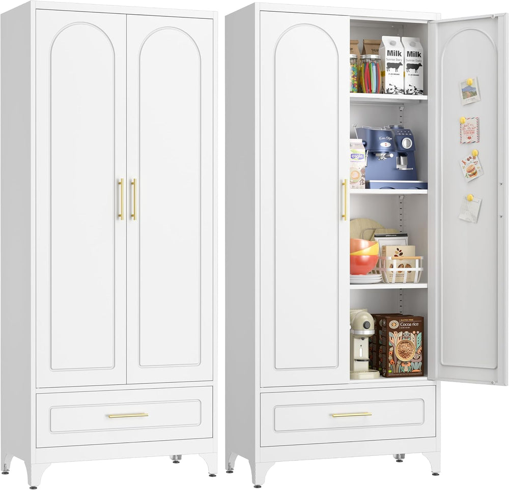 UNICOLY Pantry Kitchen Cabinet with Drawer, 75" Tall Pantry Storage Cabi...