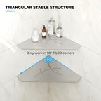 FerdY 2-Pack 10" Brushed Nickel Recessed Corner Shower Shelf, for Tiled Bathroom Walls, Floating Shower Shelf, 304 Stainless Steel Shower Caddy Storage Shelves, No Drilling Required, Irregular Diamond
