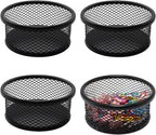 4 Pack Mesh Paper Clip Holder, Paperclip Holder for Desk, Paper Clip Dispenser Organizer