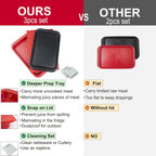 Grilling Prep and Serving Tray with Lid, BBQ Deep Tray for Marinating Raw and Cooked Food, Melamine Serving Trays for Food, Black and Red