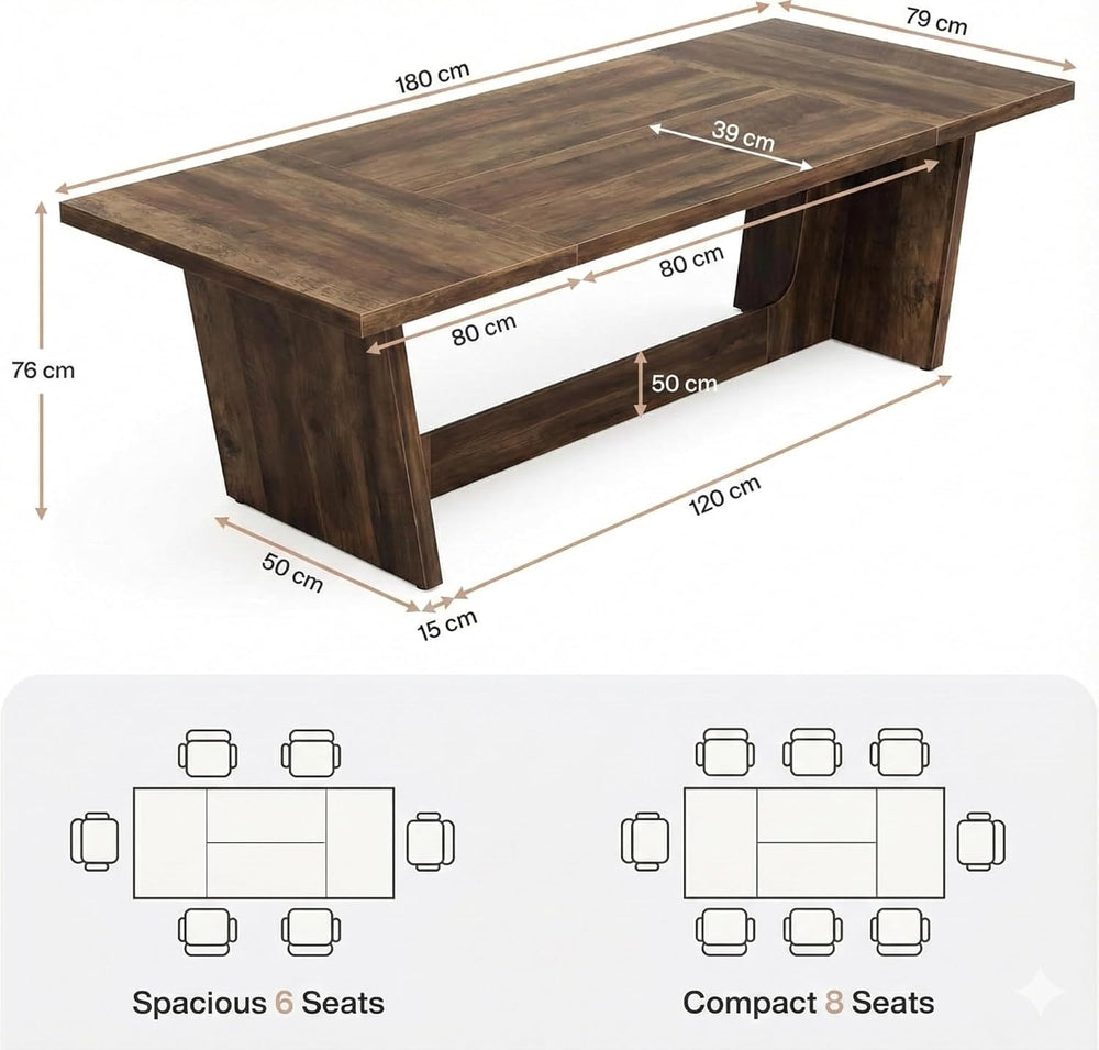Lailang 71 Inch Dining Table, Rectangular Kitchen Tables, Pedestal Dinner Tab...