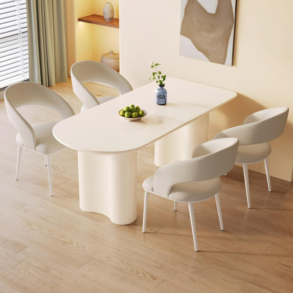Rectangle Dining Table Set for 4, Modern Dinner Table with 4 Chairs for Kitch...