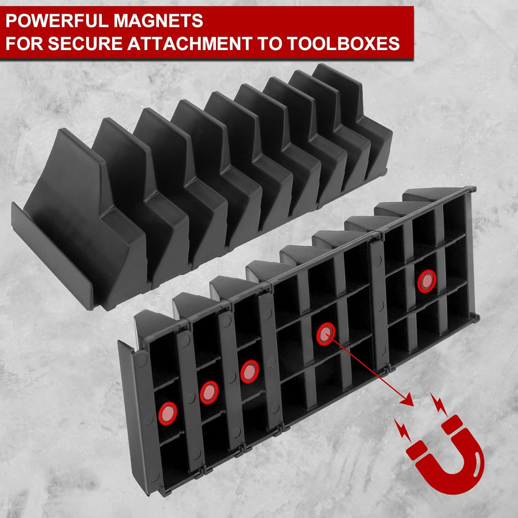 Makerfire 40PCS Magnetic Wrench Organizer for Tool Box Drawer Organization and Storage, Modular Wrench Holder/Rack Set with Metric & SAE Labels (Black)