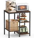 OGEMXU Kitchen Microwave Stand,4-Tier Adjustable Bakers Rack, Microwave Cart with Storage, Small Coffee Bar Table Appliance Shelf for Living Room,Office,Rustic Brown
