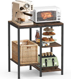 OGEMXU Kitchen Microwave Stand,4-Tier Adjustable Bakers Rack, Microwave Cart with Storage, Small Coffee Bar Table Appliance Shelf for Living Room,Office,Rustic Brown