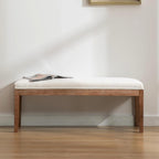 Linen Dining Bench Upholstered Entryway Bench Farmhouse Shoe Bench Seat Ottoman for Hallway Living Room Bedroom End of Bed Dining Room Kitchen, 45.5" Long, Beige