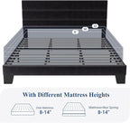 Allewie King Size Platform Bed Frame with Velvet Upholstered Headboard and Wooden Slats Support, Fully Upholstered Mattress Foundation/No Box Spring Needed/Easy Assembly, Black
