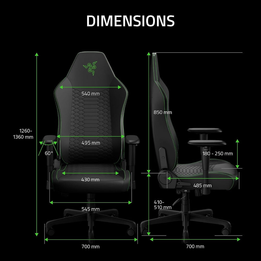 Razer Iskur V2 X NewGen Ergonomic Gaming Chair, Black/Green | Gen-2 EPU Leath...