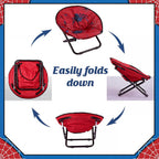 Fumete Spiderweb Folding Saucer Chair with Cushion Portable Foldable Round Metal Camping Saucer Chair Comfortable Collapsible Chairs for Indoor Outdoor Halloween Decor Patio Camping Bedroom