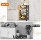 5-Tier Rolling Utility Cart, Kitchen Storage Cart with Wheels, Large Capacity Utility Cart with Wooden Tabletop & Mesh Baskets for Kitchen, Bathroom, Laundry Room