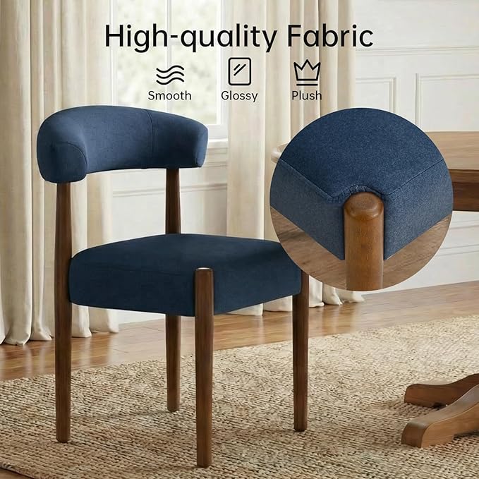 VKNOW Wooden Dining Chairs Set of 4, Modern Upholstered Dining Room Chairs wi...