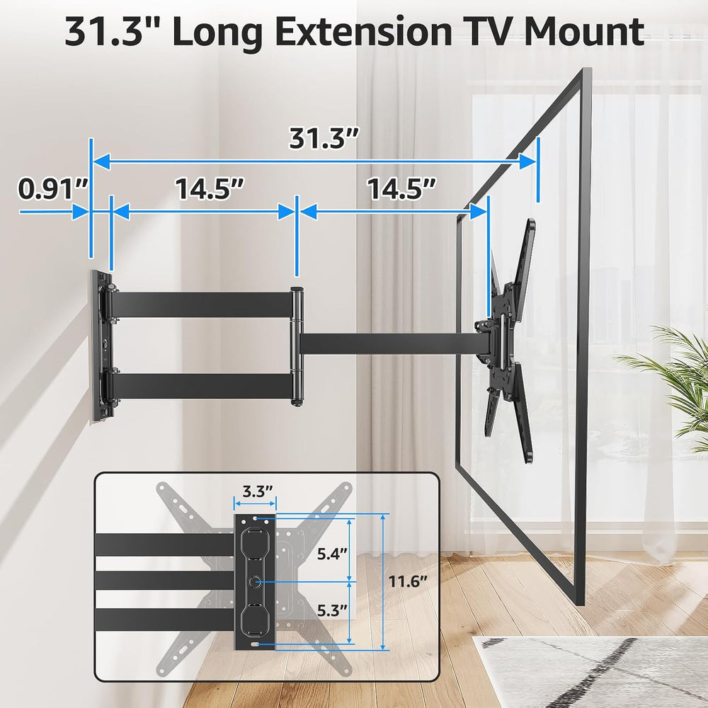 MOUNTUP Long Arm TV Wall Mount for Most 32-65 Inch TVs, Corner TV Mount Full ...