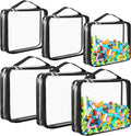 Sanwuta 6 Packs Toy Storage Bags, PVC Organizing Case Bags with Zipper, Waterproof Toy Container for Board Games, Building Blocks, Puzzles, Small Toys and Kids Books(X-Large, Large, Small,Black)