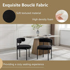 Boucle Dining Chairs Set of 6, Black Dining Chairs with Upholstered Seat and Round Back, Mid-Century Modern Kitchen Chairs for Dining Room, Restaurant